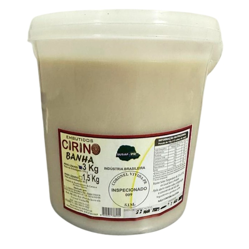 Banha De Porco 1 5kg Embutidos Cirino