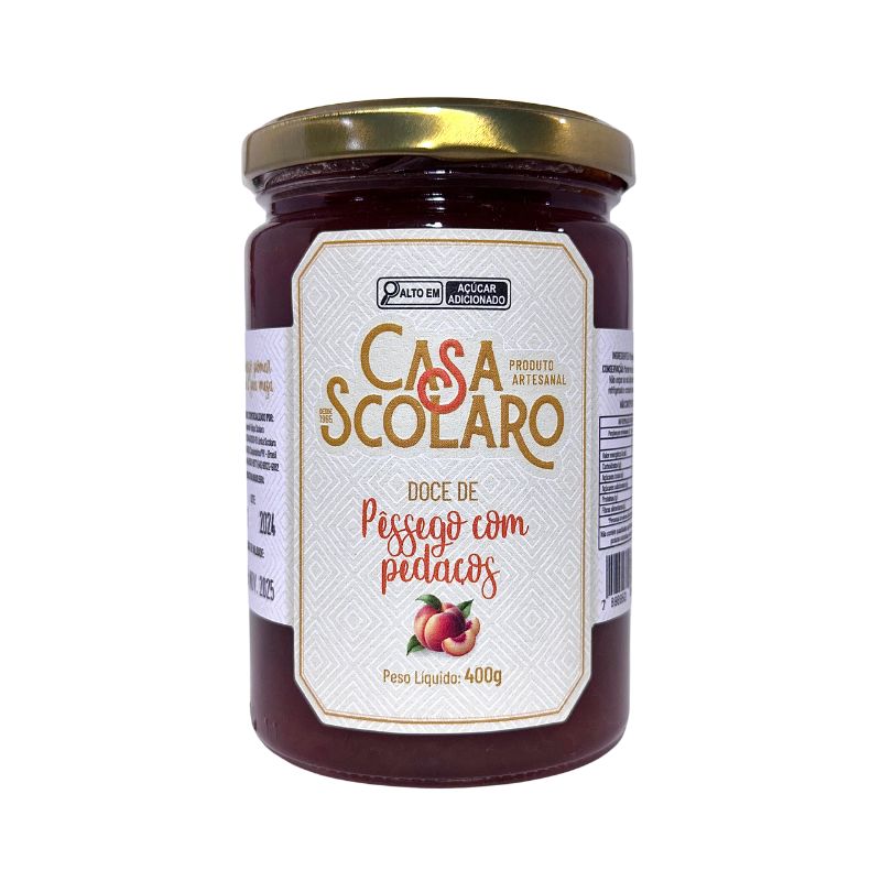 Doce de Pêssego com Pedaços 400g - Casa Scolaro