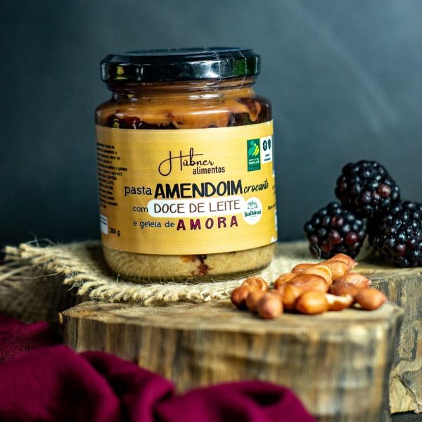 Pasta de Amendoim Crocante com Doce de Leite e Geleia de Amora- Hübner Alimentos