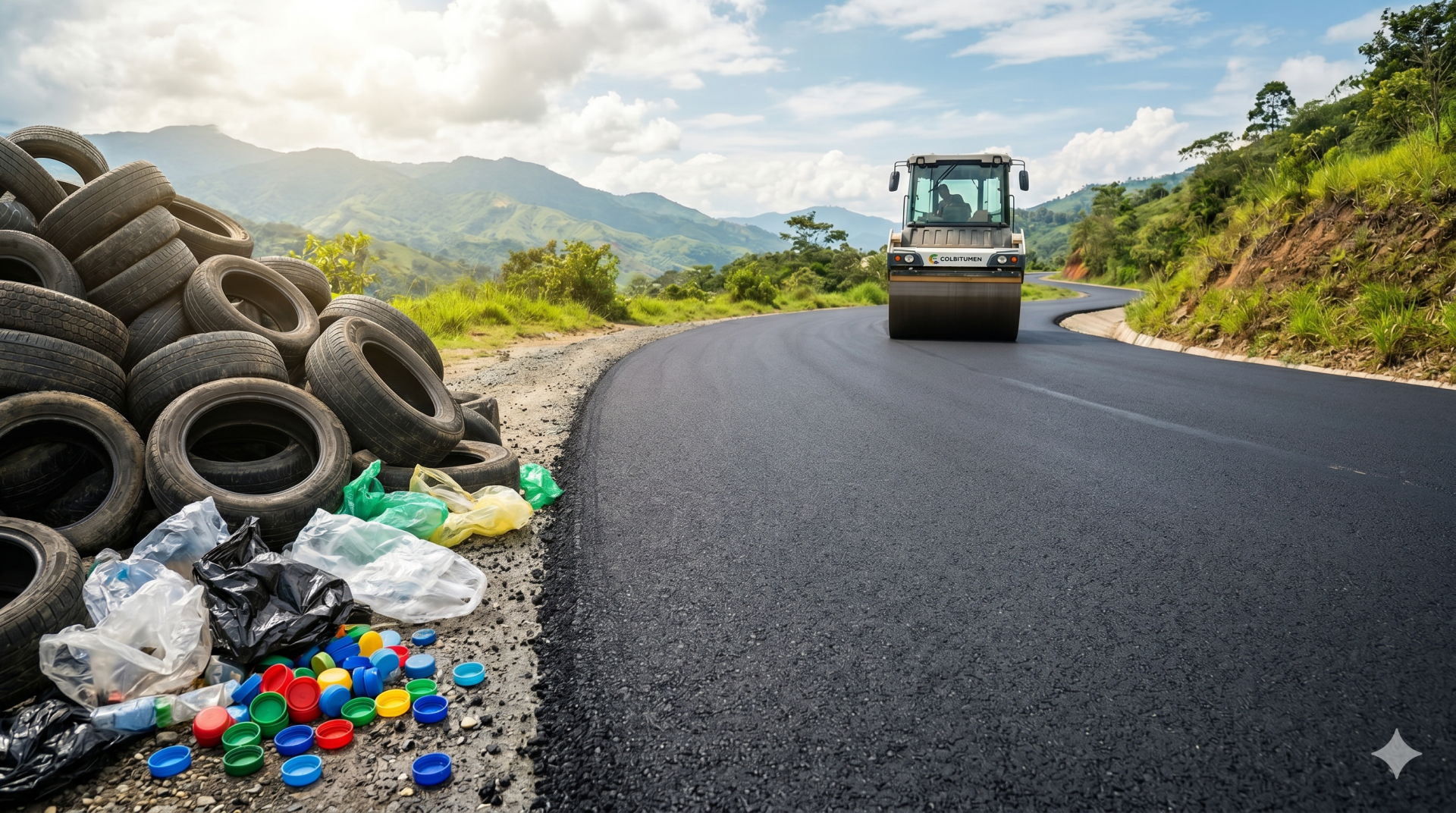 Asfalto sostenible en Colombia: cómo reutilizamos más de 65 mil llantas y millones de plásticos en las vías