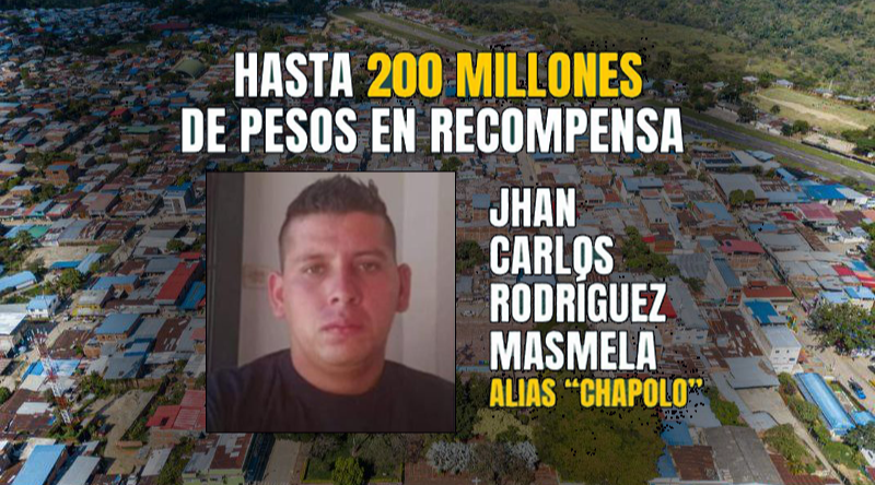 A $200 millones sube la recompensa en Tolima por alias “Chapolo”