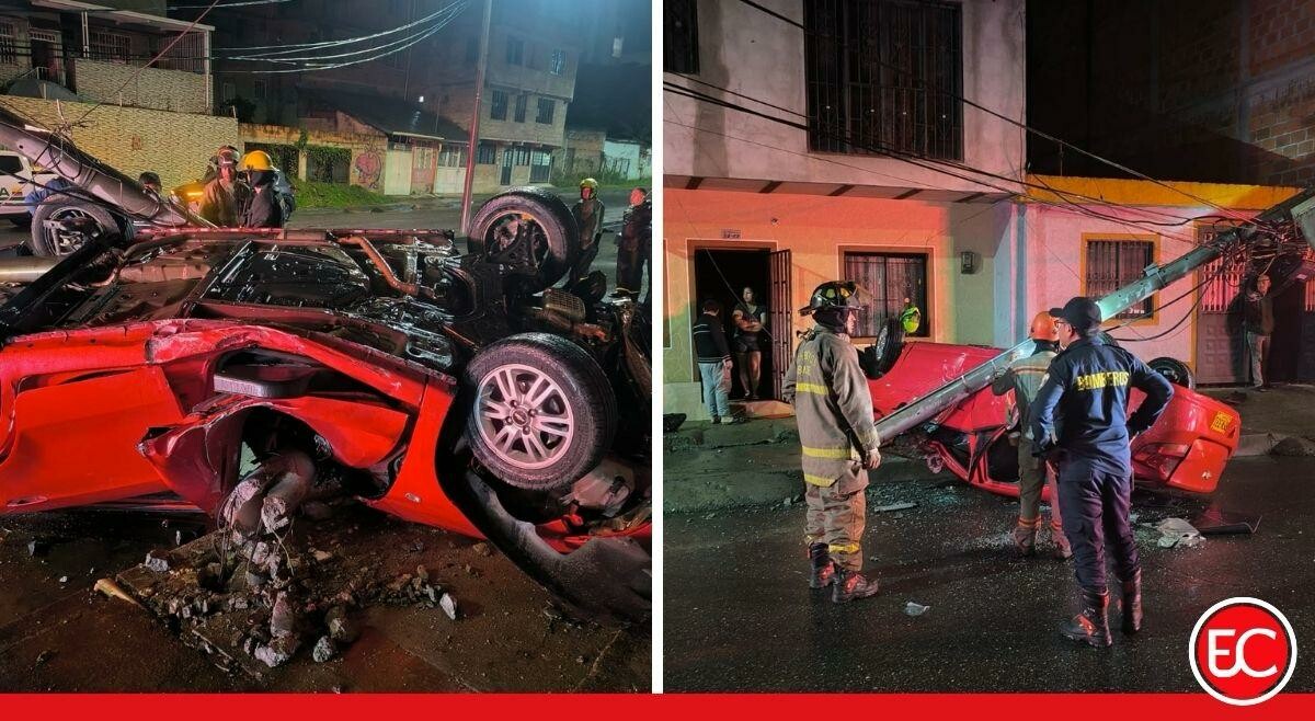 Choque contra un poste dejó dos jóvenes heridos en la ‘avenida Fantasma’