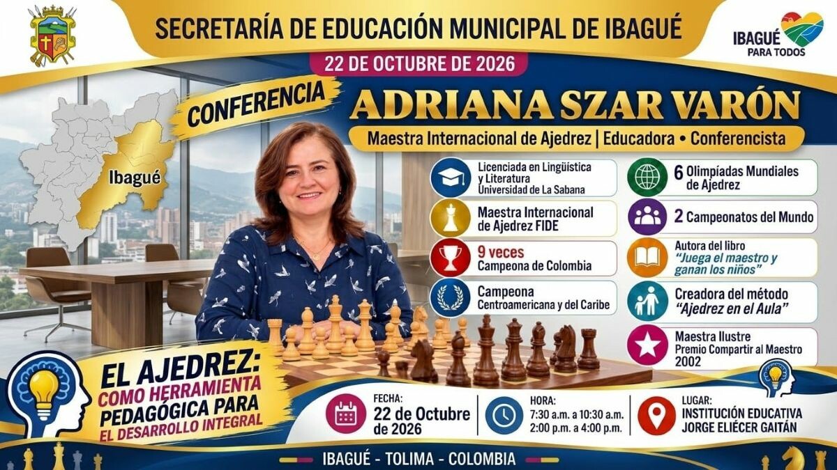Ajedrez y educación: experta internacional ofrecerá conferencia en Ibagué