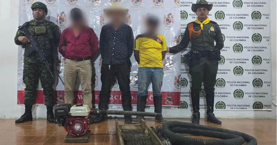 Golpe a la minería ilegal en Chaparral deja tres capturados