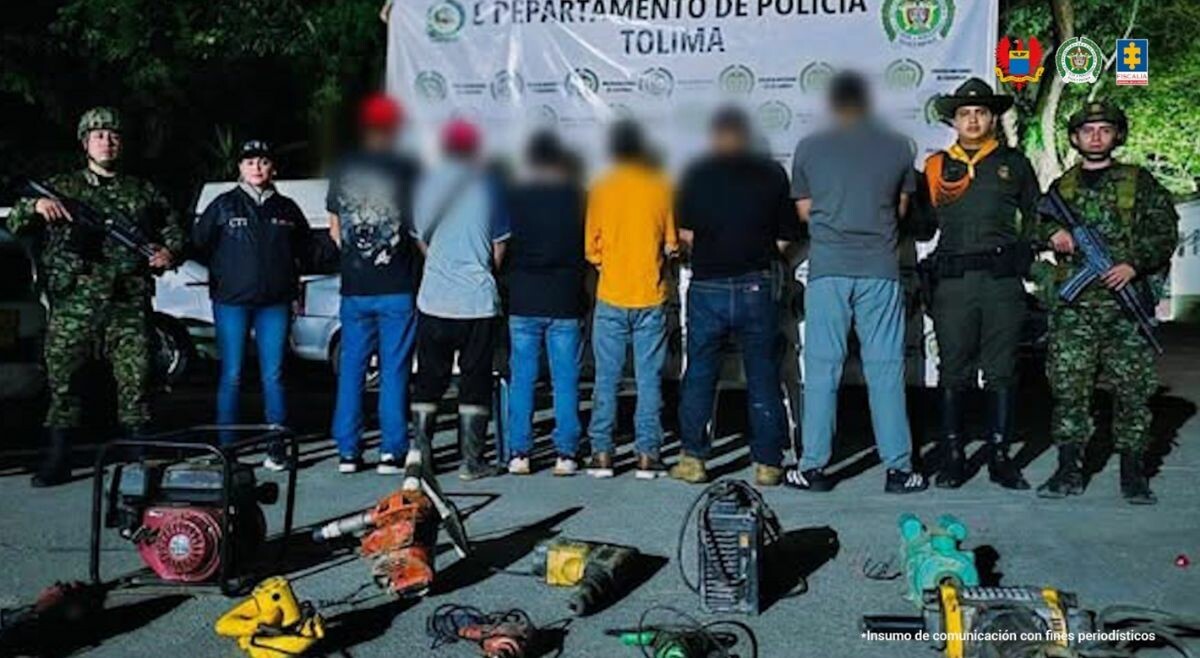 Capturan a seis hombres por minería ilegal en Casabianca, Tolima
