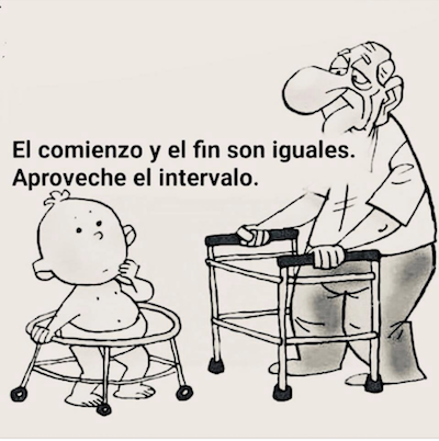 Caricatura de niño a viejo