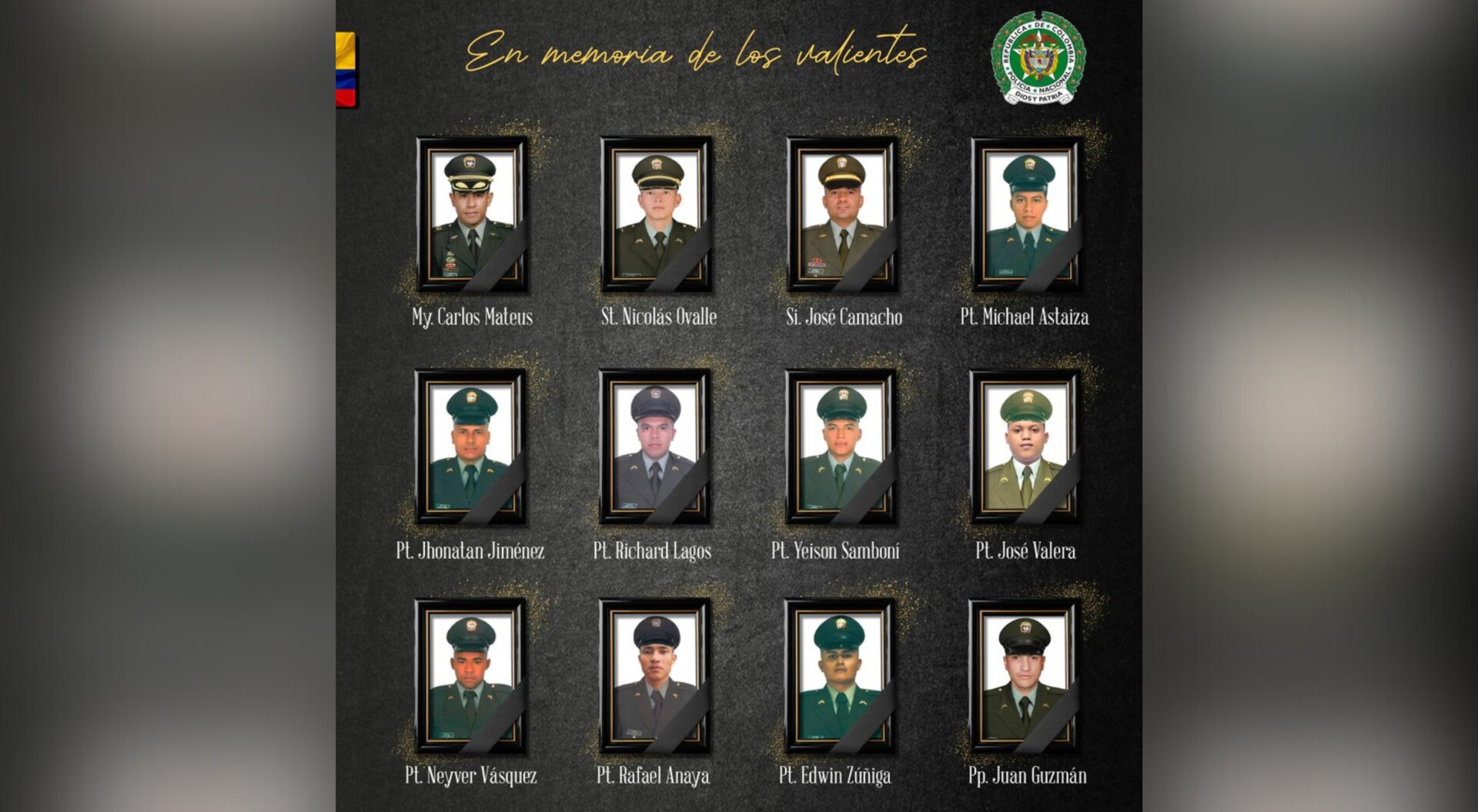 Crece a 12 el número de policías muertos por ataque terrorista en Antioquia