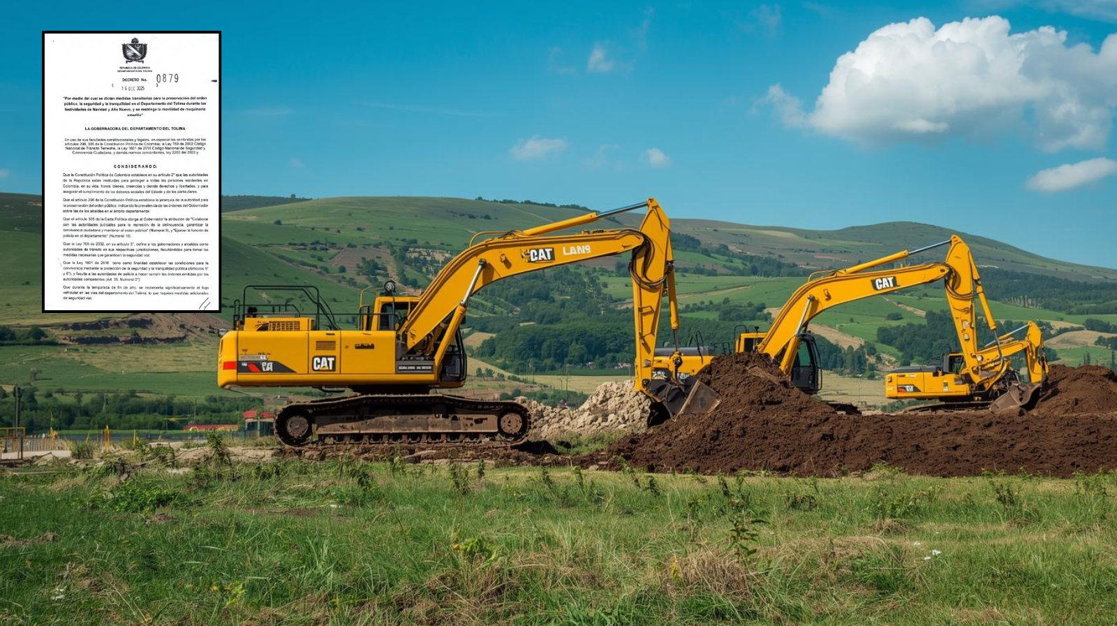 Maquinaria amarilla no podrá circular en el Tolima durante la temporada decembrina