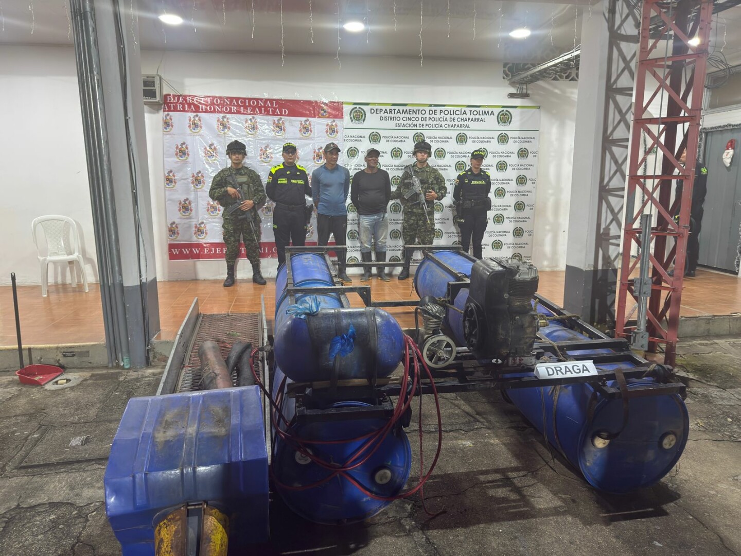 Ejército captura a dos hombres por minería ilegal que afectaba el río Amoyá en Chaparral