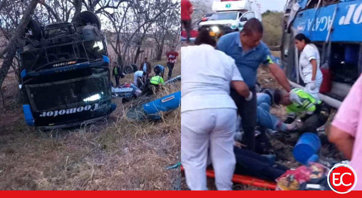 Grave accidente en el sur del Tolima: bus volcado deja dos muertos y 15 heridos