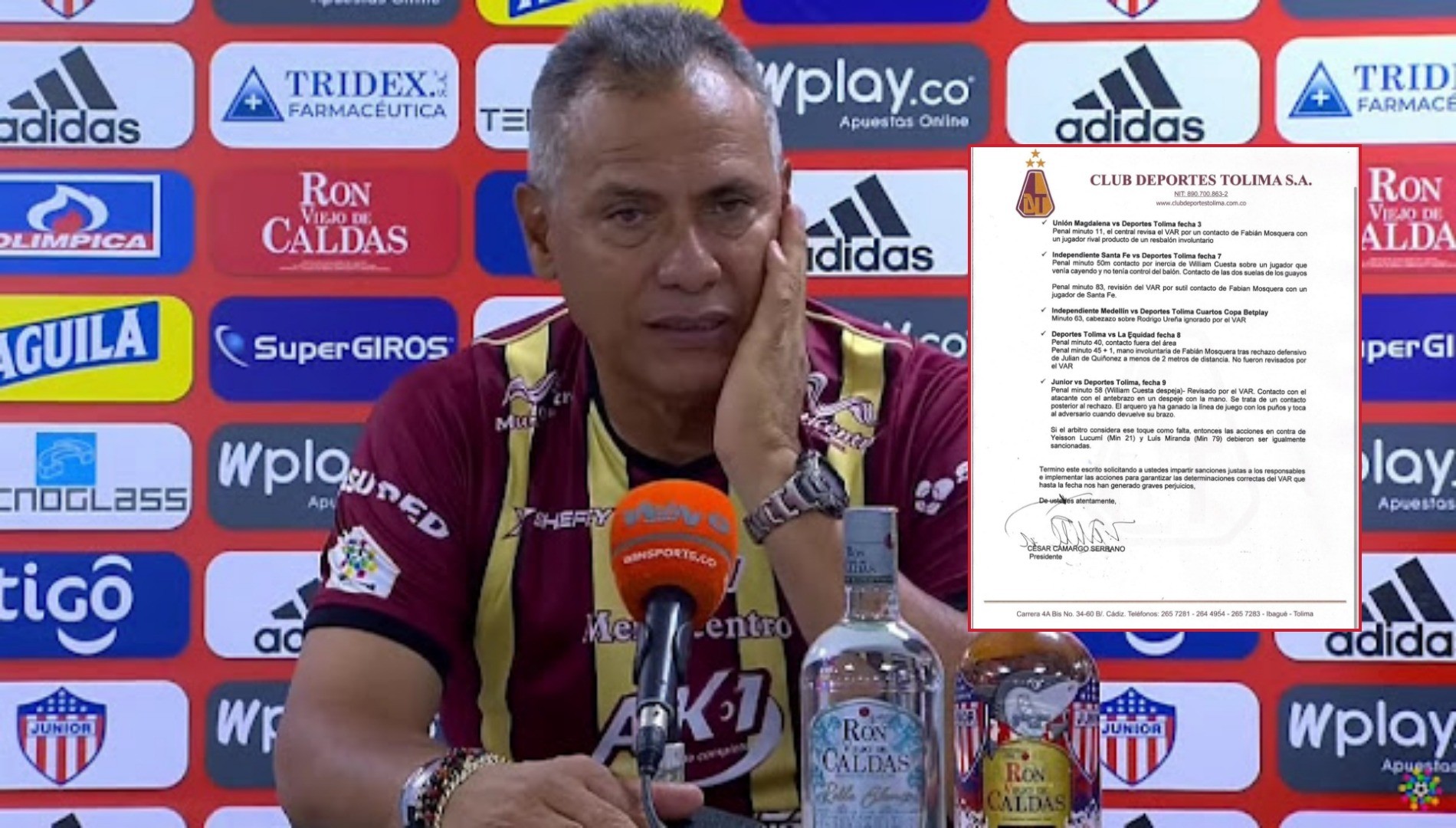 Deportes Tolima arremete contra el VAR y las decisiones arbitrales