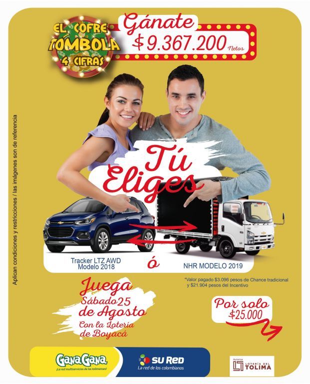 Gánese  una Camioneta y un Camión + $9.367. 200 Millones