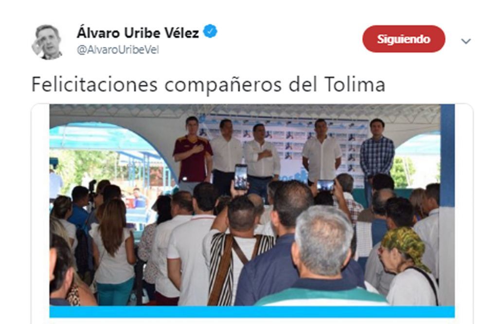 Tomando información de El Cronista. co, Uribe destaca unidad del CD en el Tolima