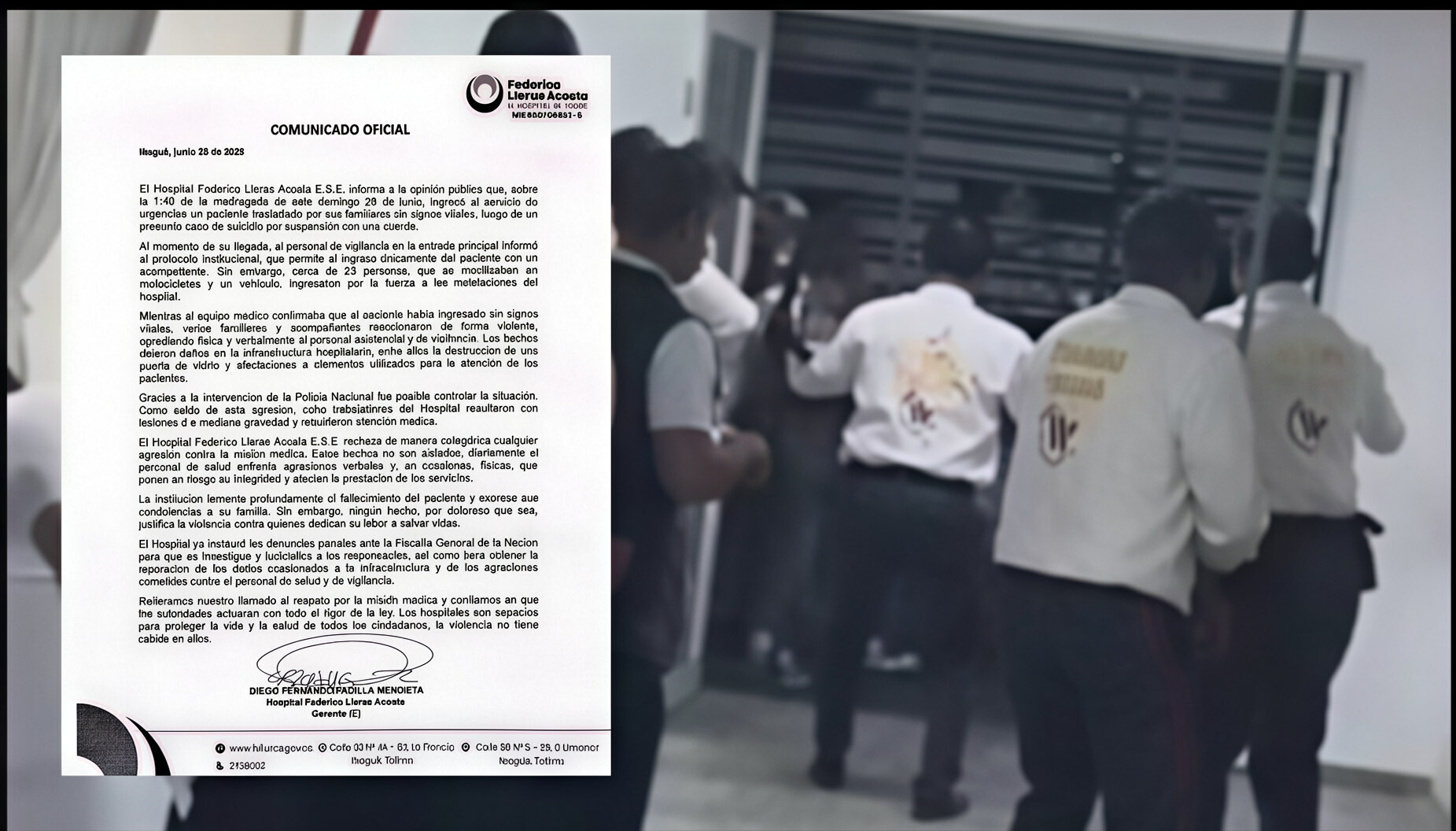 Denuncian agresión a ocho trabajadores en el Hospital Federico Lleras Acosta