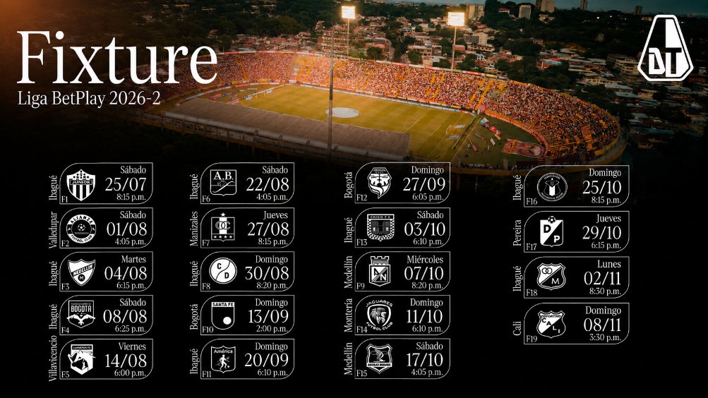 Deportes Tolima ya conoce su camino en la Liga BetPlay II 2026