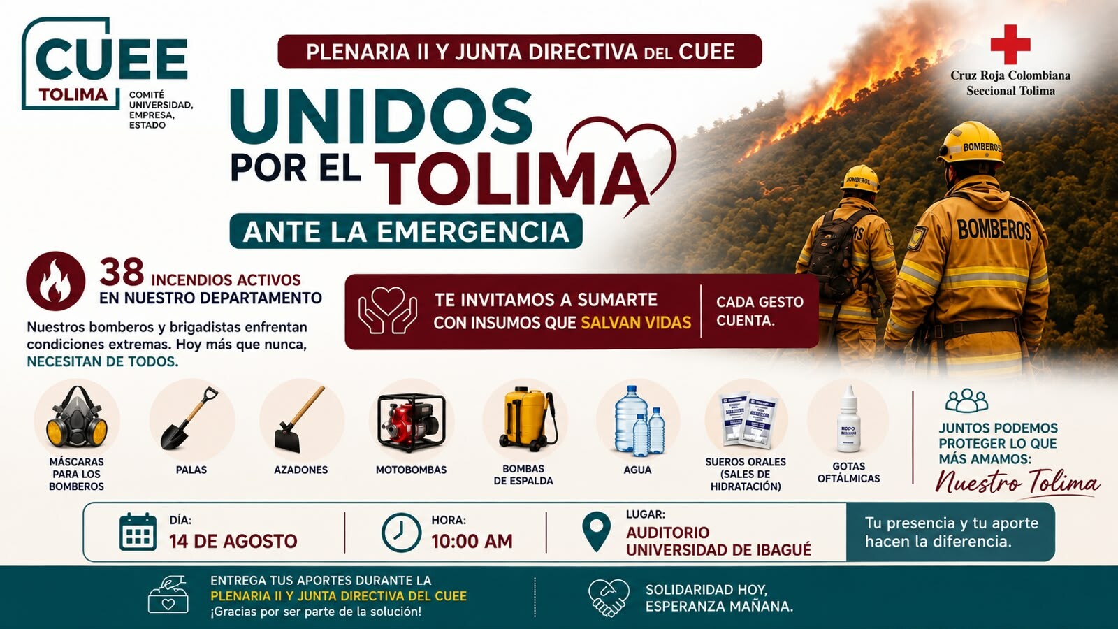 CUEE Tolima se une a campaña para apoyar a afectados por incendios