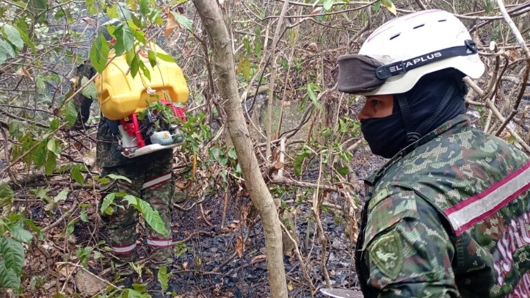 Más de 310 soldados enfrentan los incendios que golpean al Tolima
