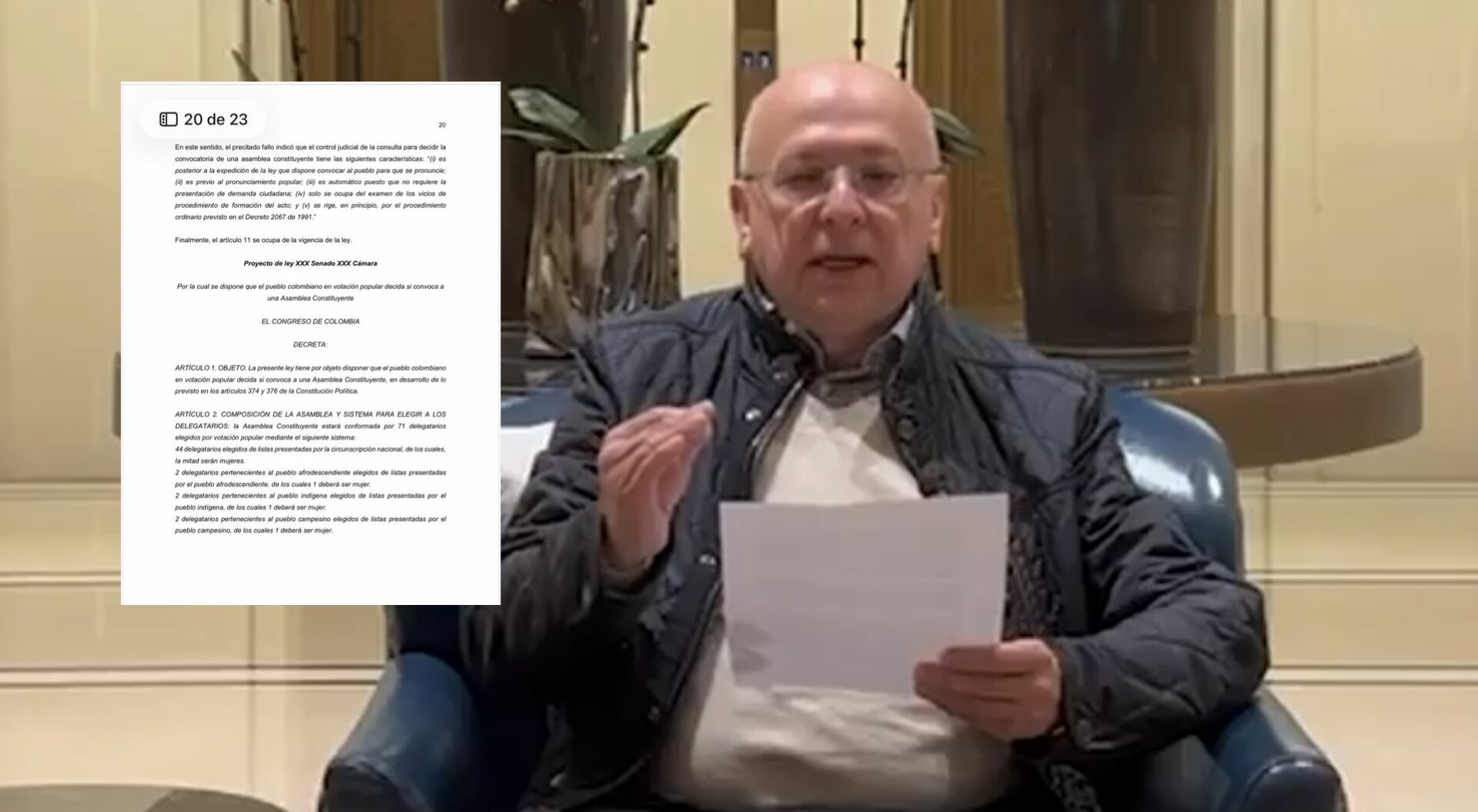 Listo proyecto de ley que convoca a una Asamblea Nacional Constituyente