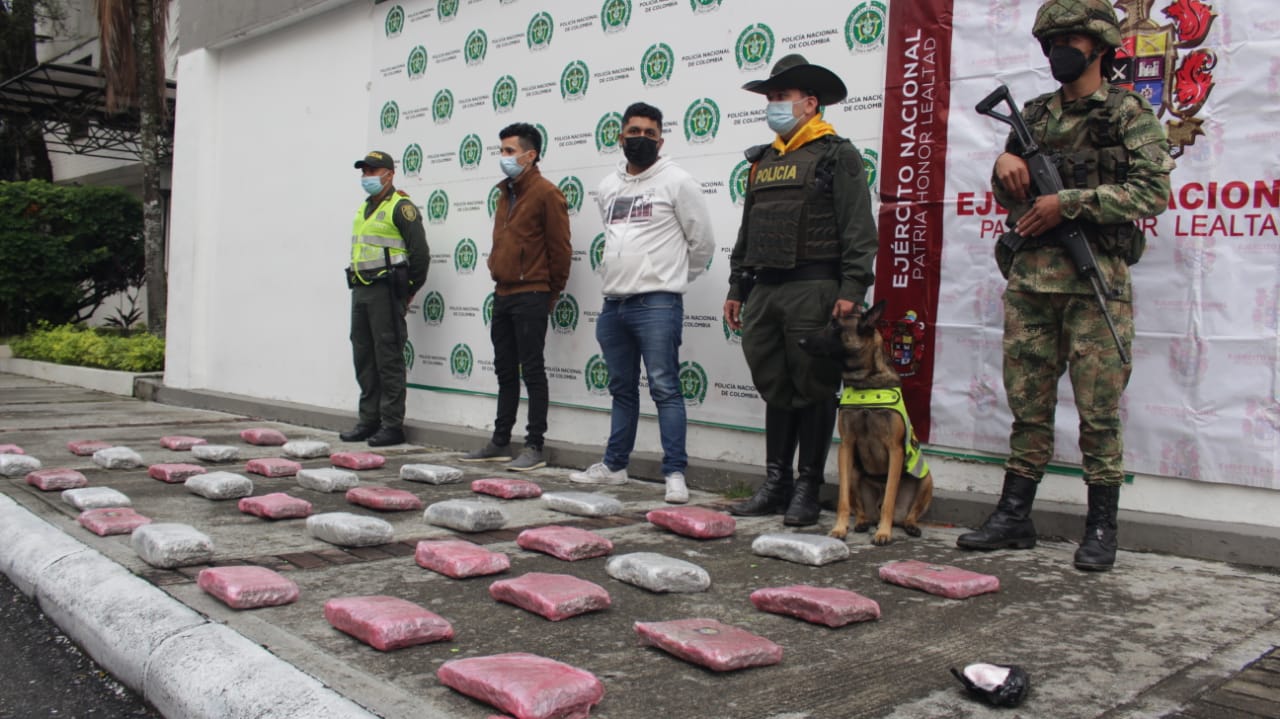 Perro antinarcóticos descubrió más de 38 kilos de marihuana en un bus en Ibagué