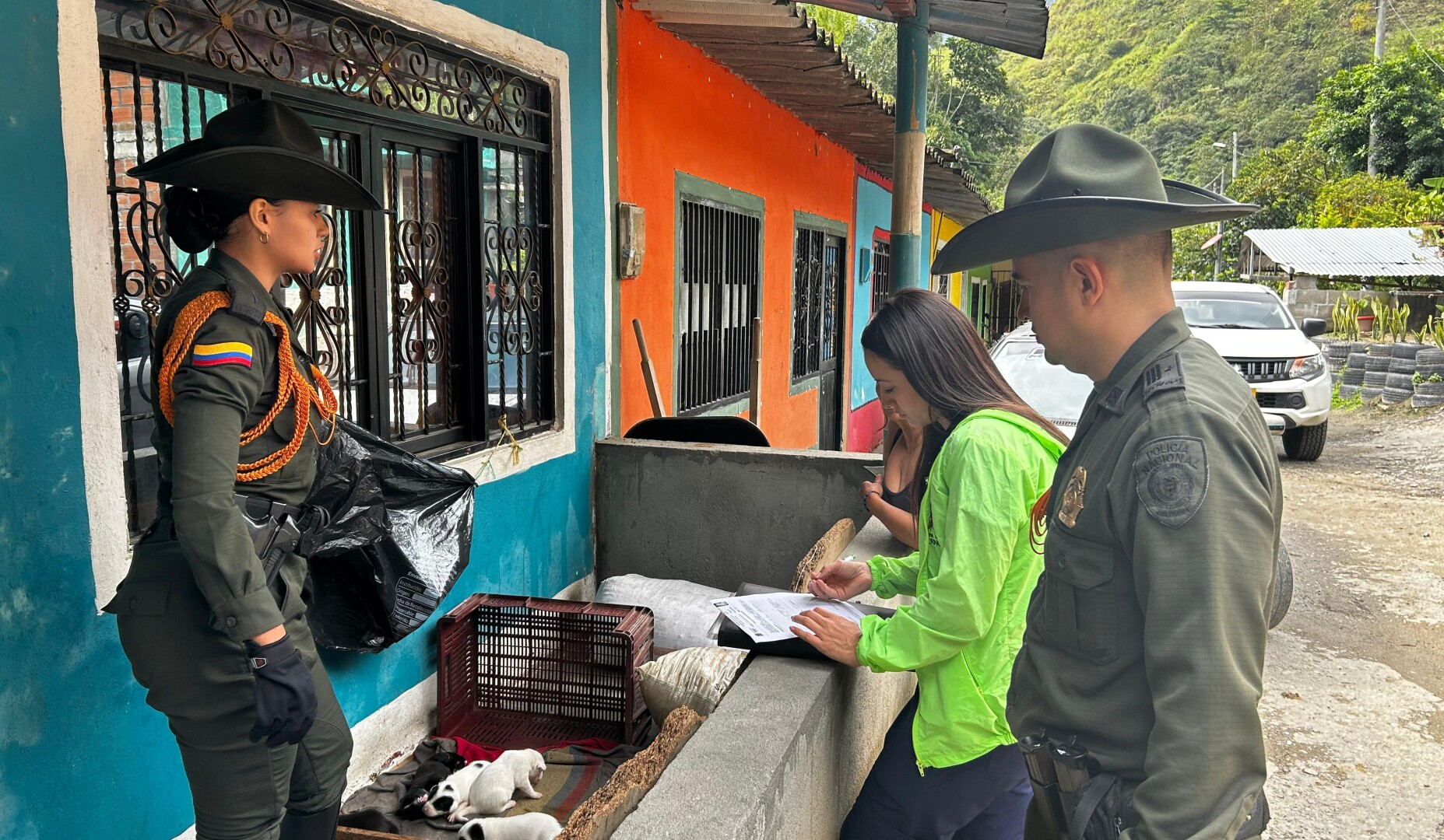 Policía rescató en Ibagué a una perrita y sus nueve cachorros