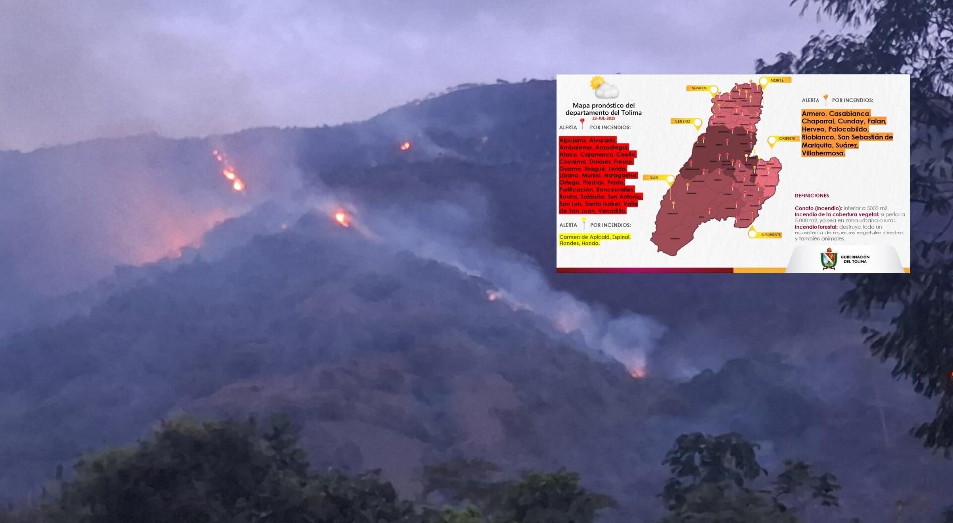Tolima en máxima alerta por incendios forestales