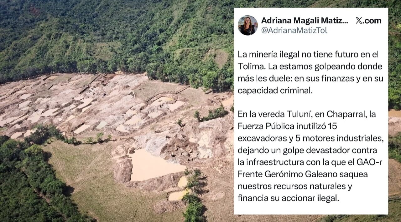 Adriana Matiz: “La minería ilegal en el Tolima no tiene futuro”