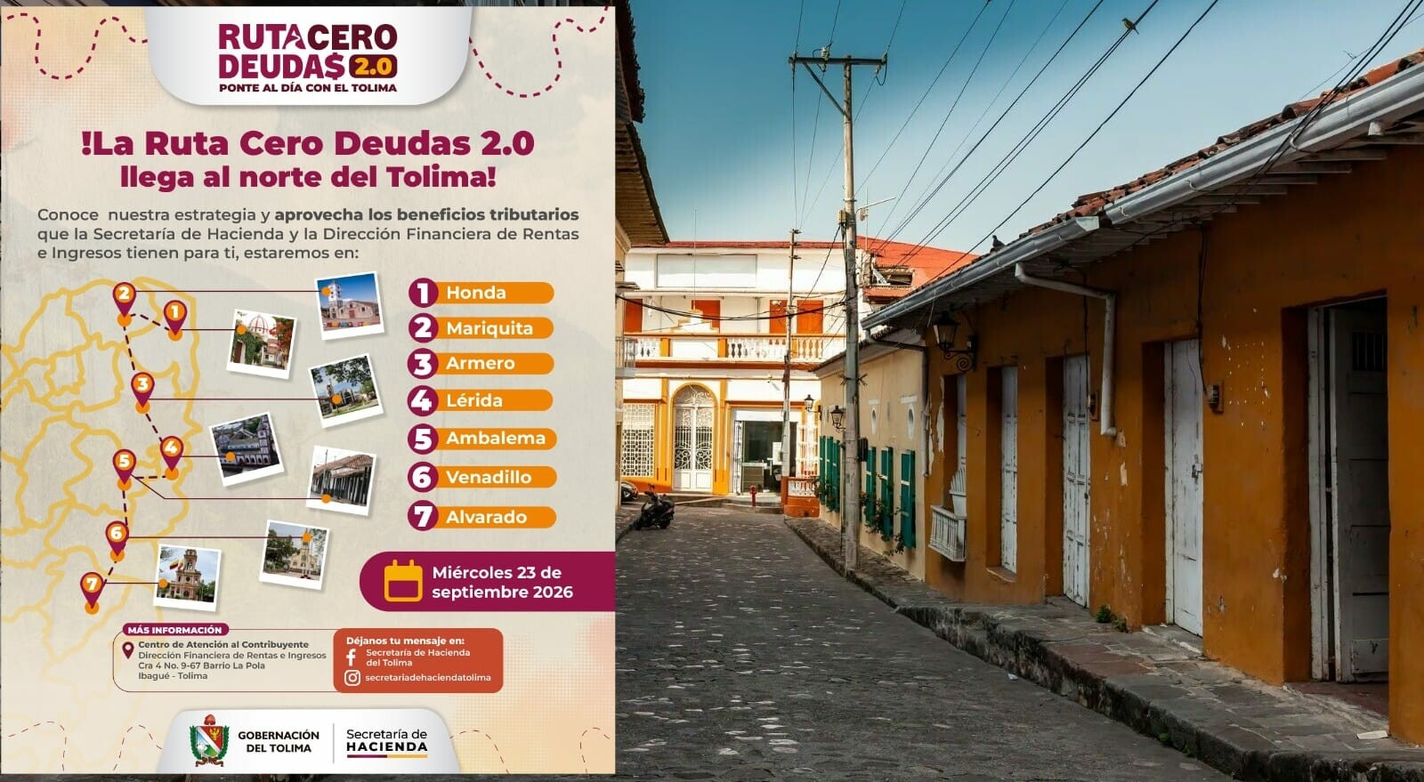 Secretaría de Hacienda lleva la “Ruta Cero Deudas 2.0” a siete municipios al norte del Tolima