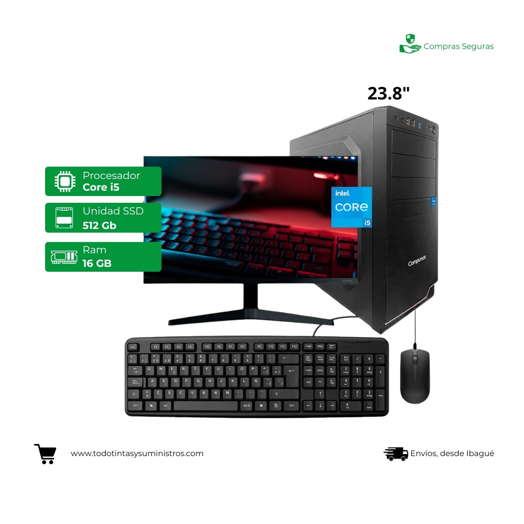 Equipo Compumax core i5 13400 23.8" ram 16Gb Ssd 512Gb
