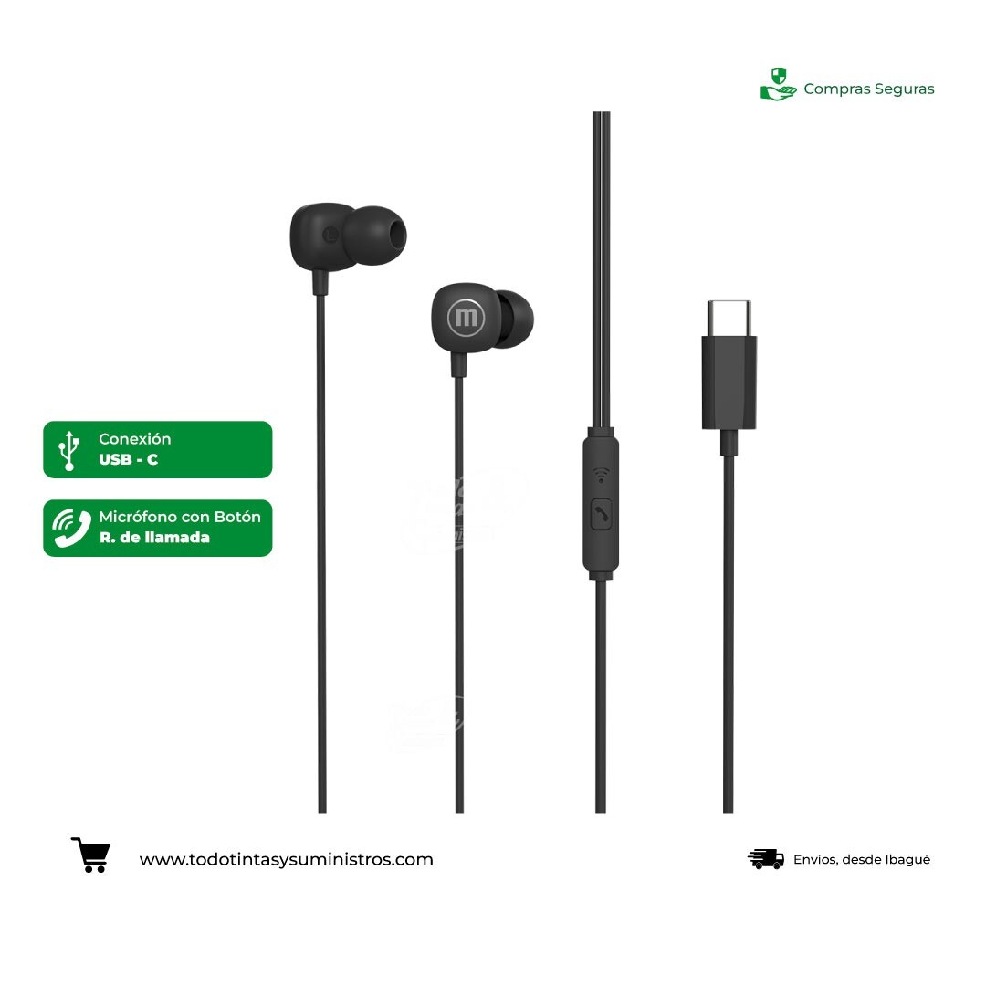 Audifonos Square + USB-C con botón de respuesta de llamada