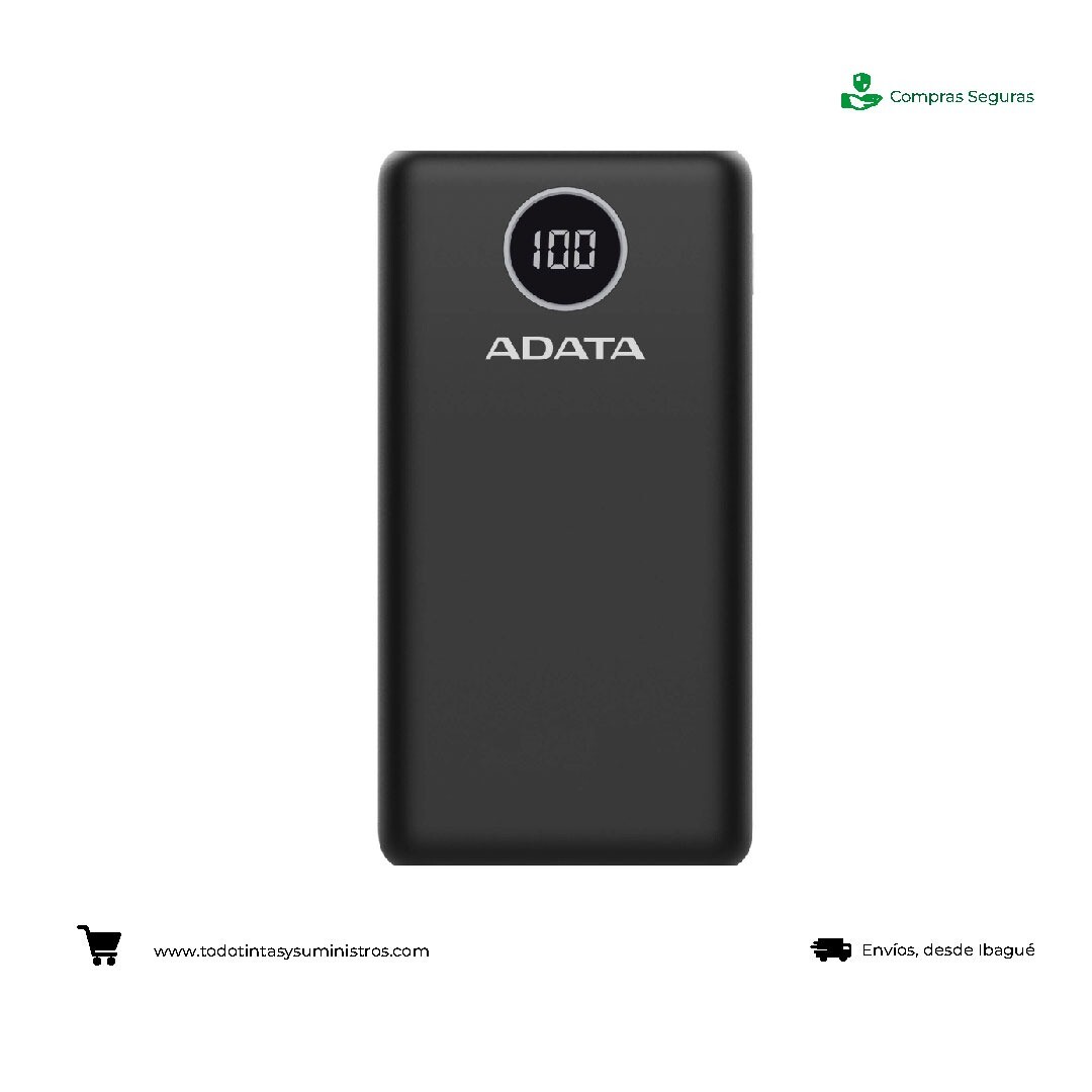 Batería Recargable ADATA P20000QCD Mah Negro