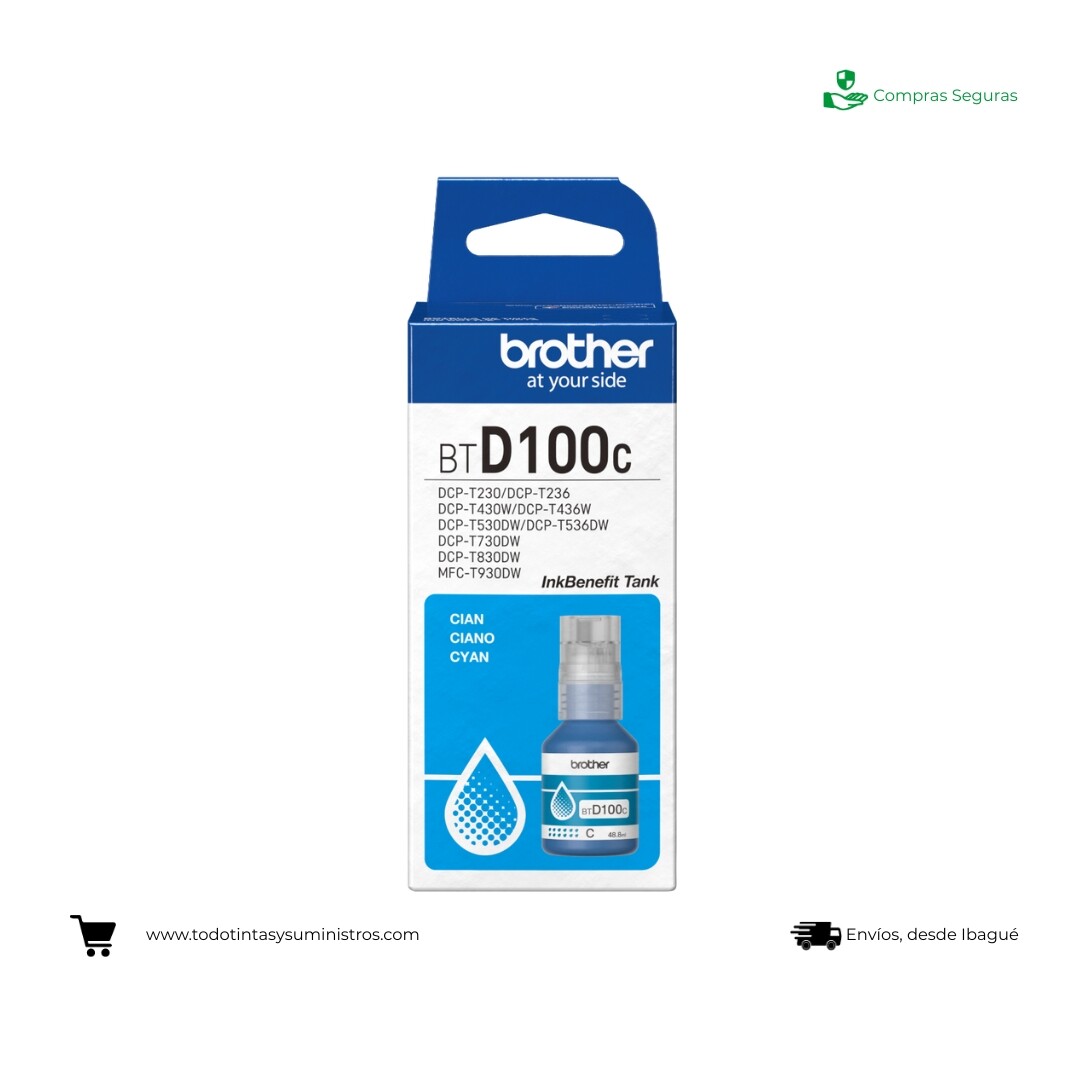 Botella de Tinta Brother BTD100 Cyan Original