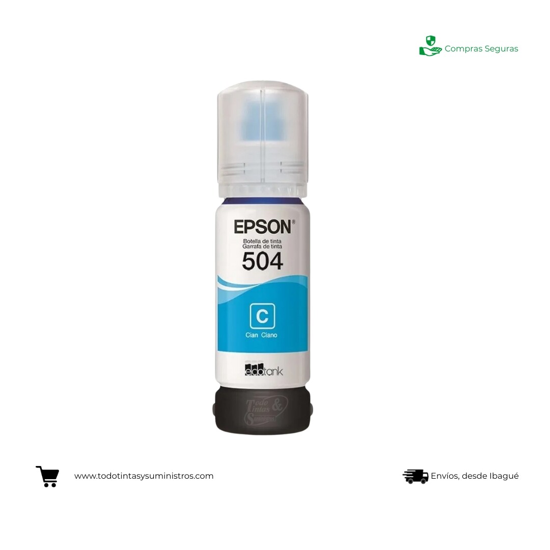 Botella De Tinta Epson T504 Cyan Original
