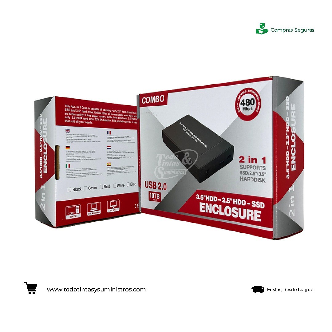 Caja externa para disco duro 2 en 1 Sata 2.5 Y 3.5 HDD y SSD
