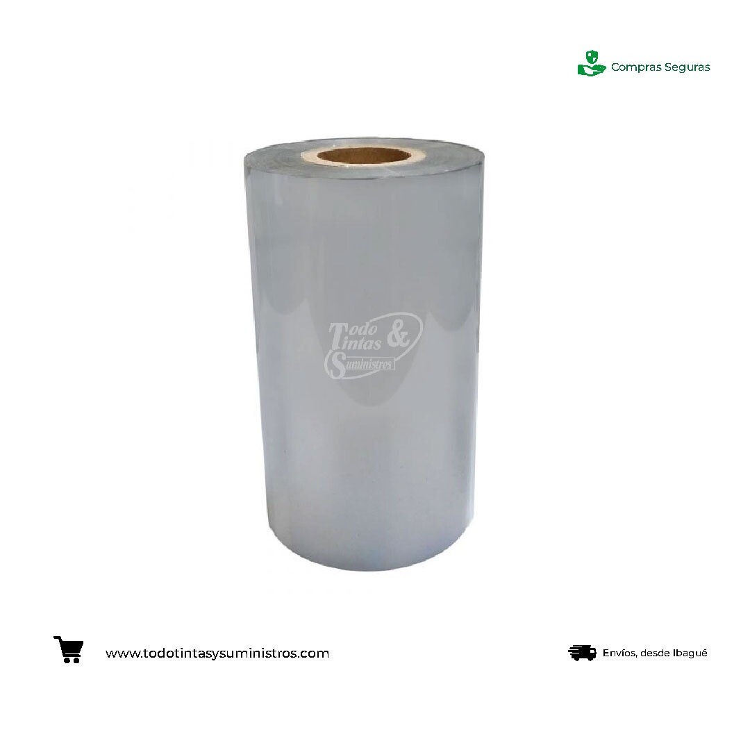 Cinta Ribbon Sat cera 110mmx300mts Plateado Out TT