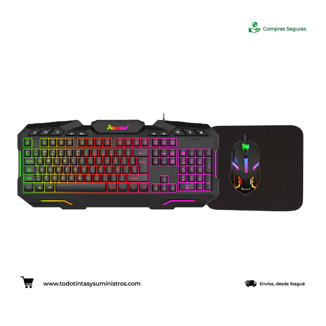 Combo Janus Xtreme Prime 3 en 1 Teclado+Mouse+Pad Mouse Alambrico