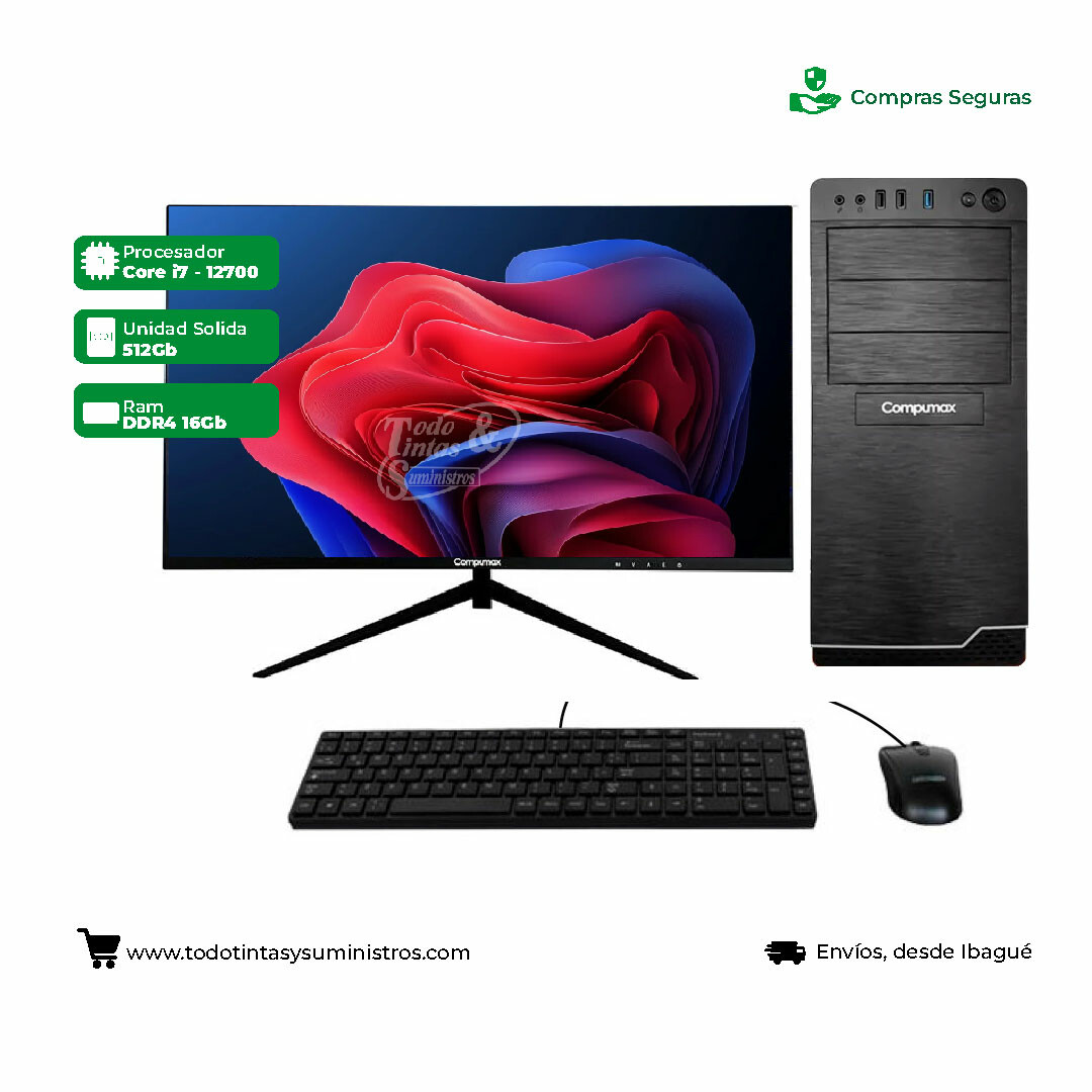 Computador Compumax 1053 24" Core i7 12700 Ram 16GB SSD 512Gb