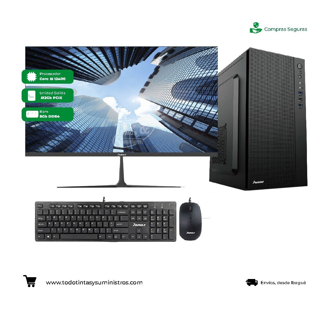 Computador de escritorio Janus SmartPro 3438 24" Core i5 Ram8Gb SSD512GB + Soporte de monitor tipo Clip