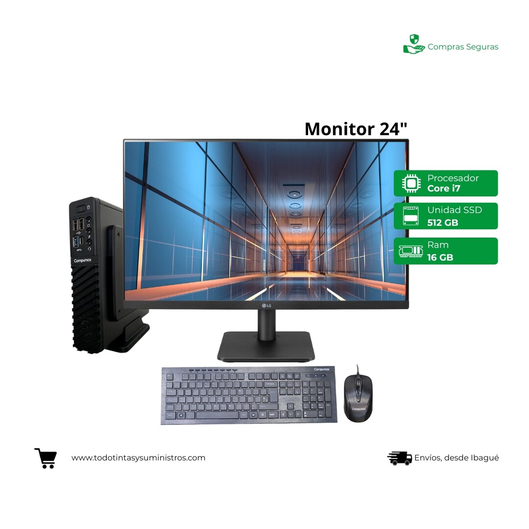 Computador Compumax  Core i7-13620H Ram 16Gb Ssd 512Gb mini 24"Lg