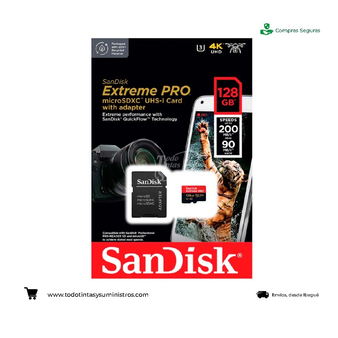 Memoria MICRO SD SANDISK Extreme Pro 128 GB