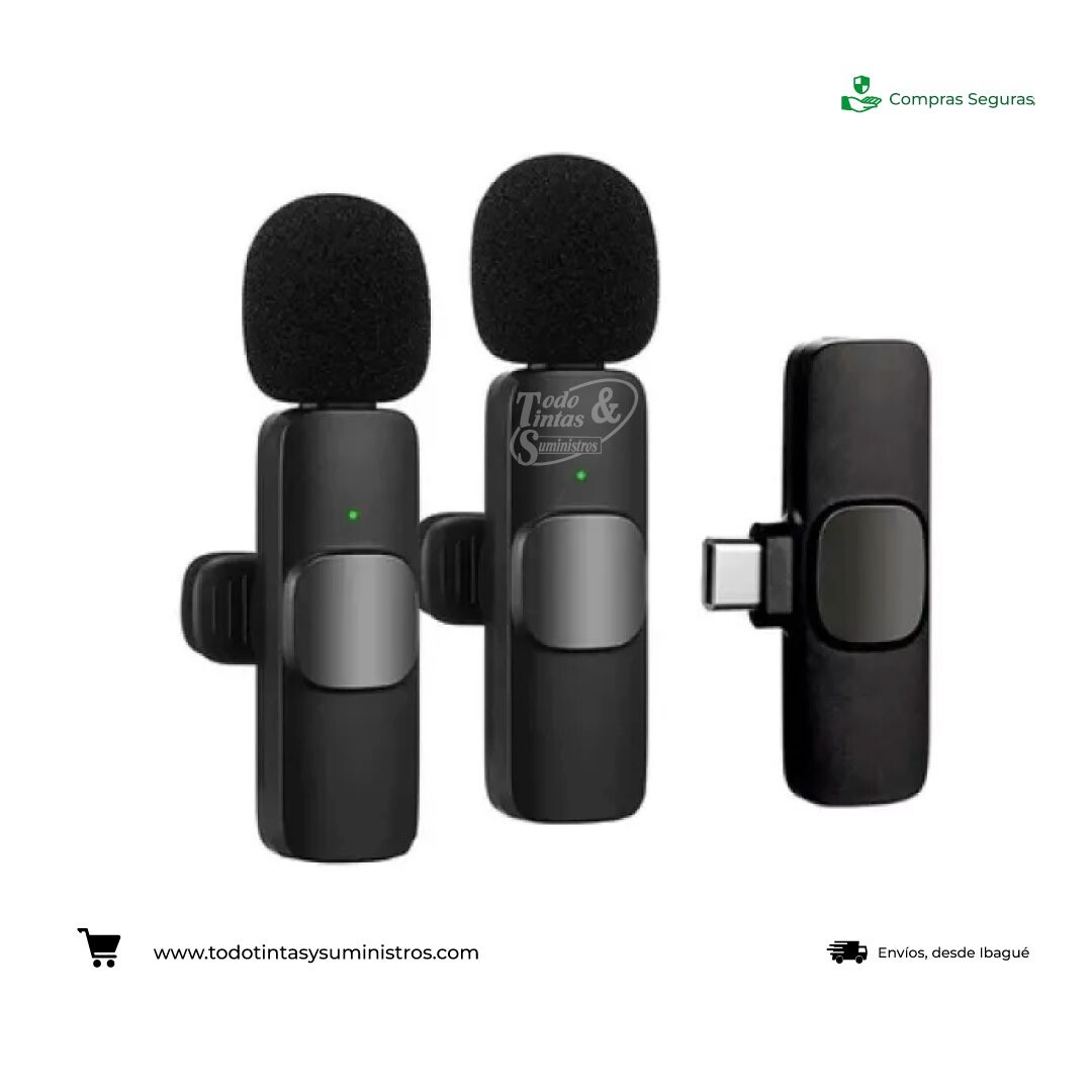 Micrófono Doble Solapa K9 Tipo C Inalámbrico