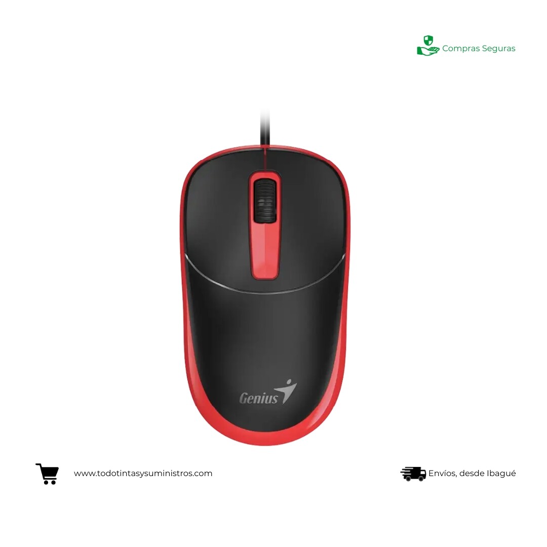 Mouse Genius Dx-123 Negro-Rojo Alámbrico