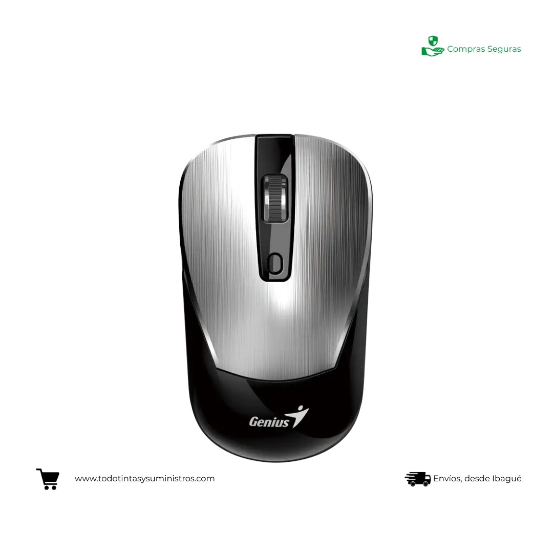 Mouse Genius NX-7125 Negro Plata Inalámbrico