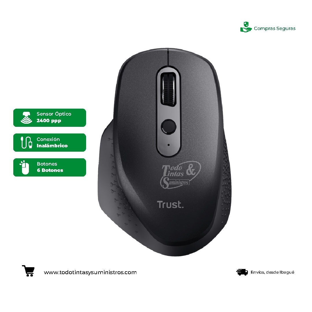 Mouse Trust ozza inalámbrico recargable negro