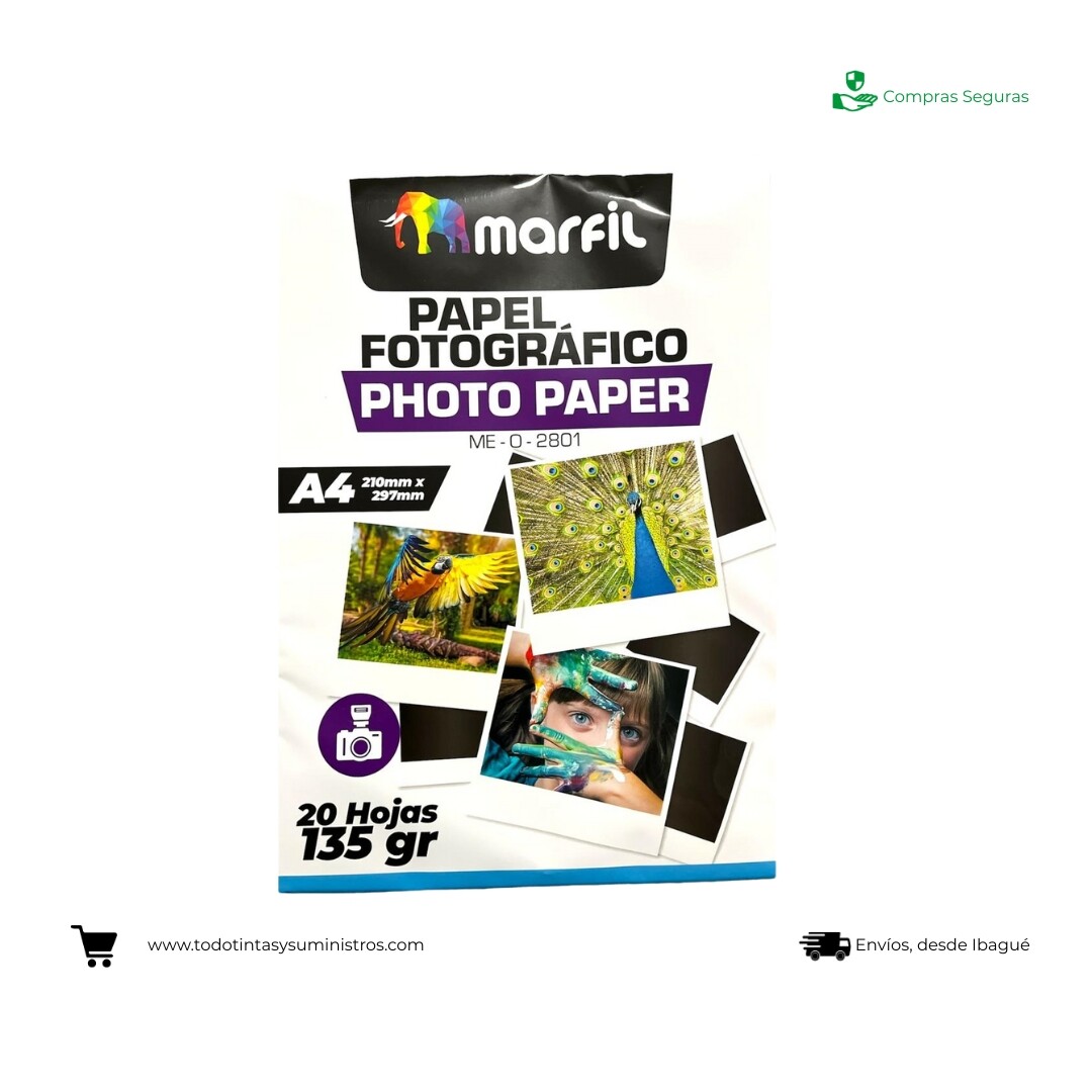Papel fotográfico A4 Marfil 180Gr X20Hojas