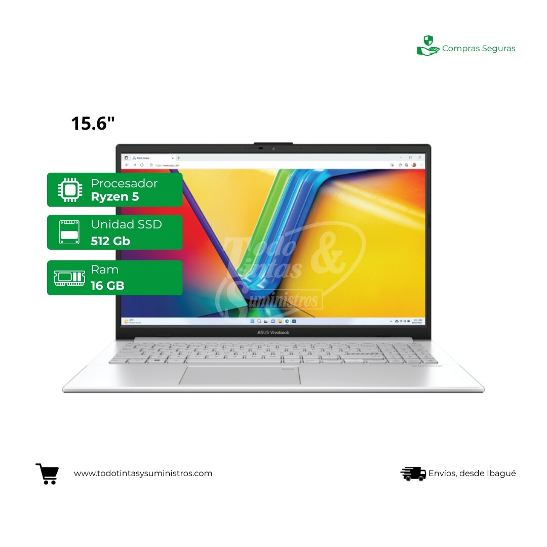 Portátil ASUS Vivobook Go E1504F 15.6" Ryzen 5 Ram 16Gb Disco solido 512Gb