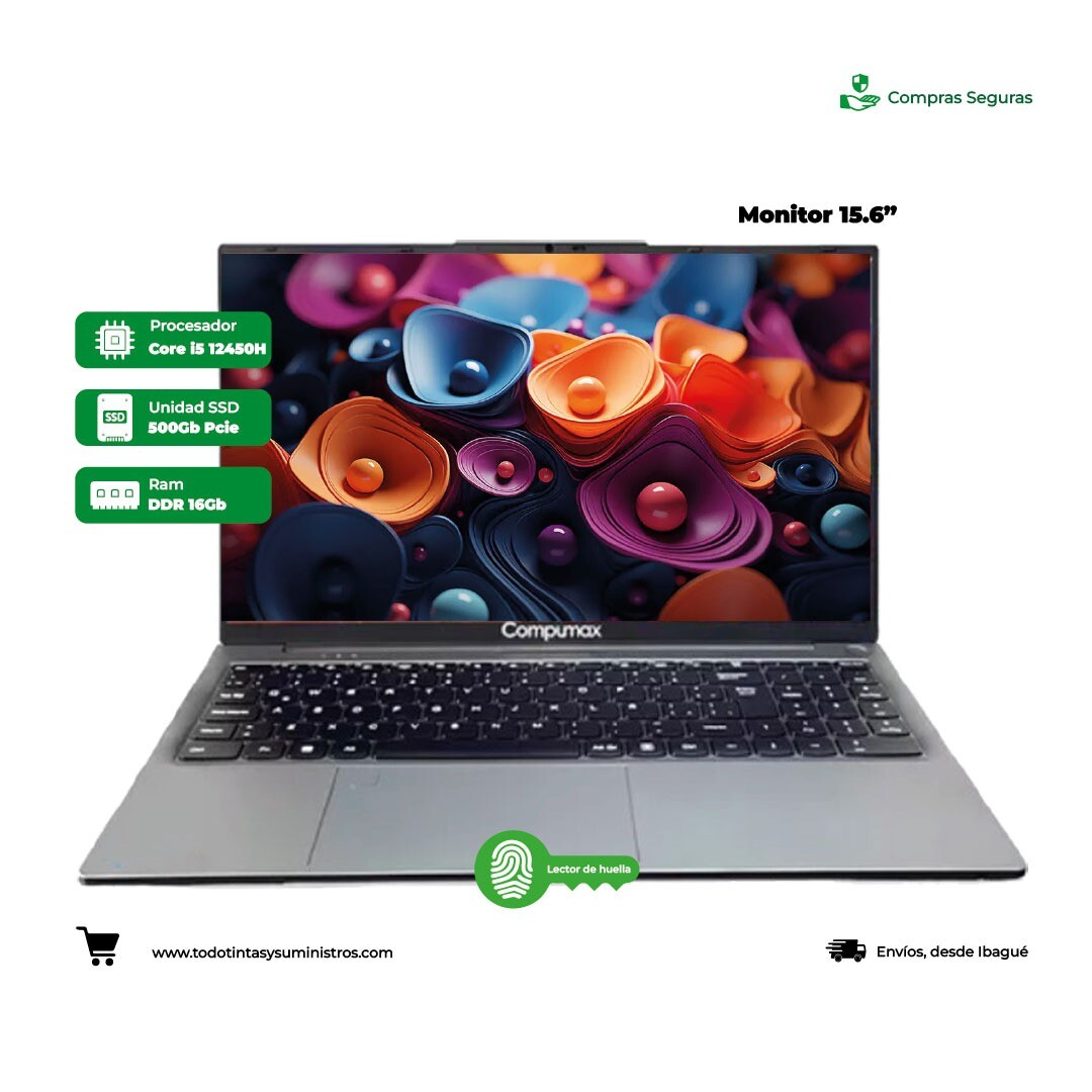 Portátil Compumax Serie 2053 15.6" Core i5 Ram 16GB Unidad Solida 500Gb