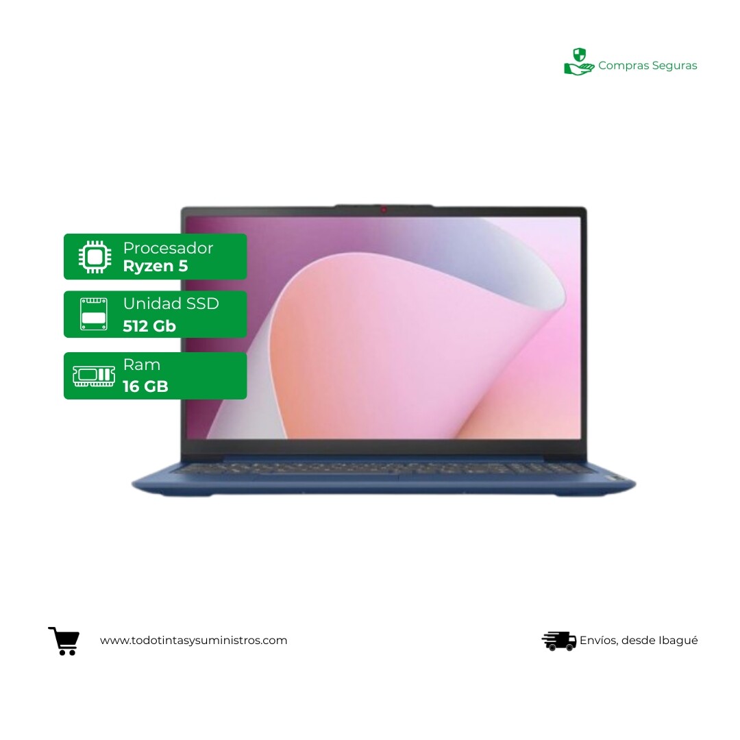 Portátil Lenovo IdeaPad Slim 3 15AMN8 Ryzen 5 7520U  Ram 16Gb Ssd 512 Gb 15.6"
