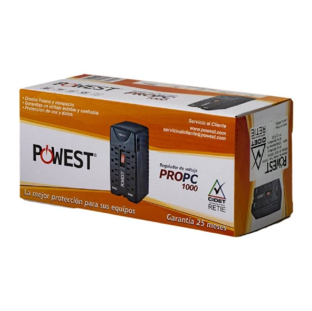 Regulador Powest Nicomar PRO PC 1000 Va 8 Tomas