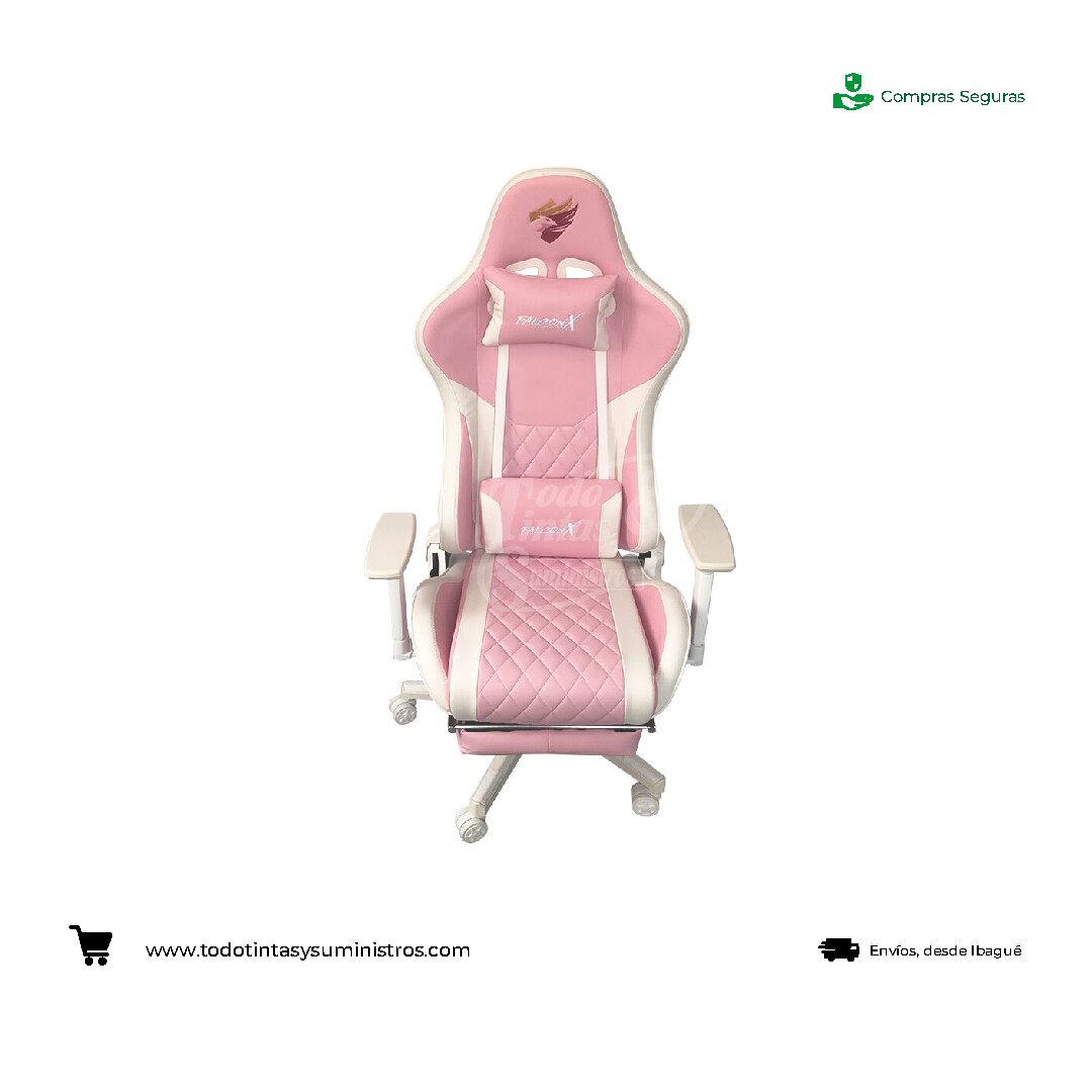 Silla gamer Falconx Ref SD-275 Rosada Reposapies