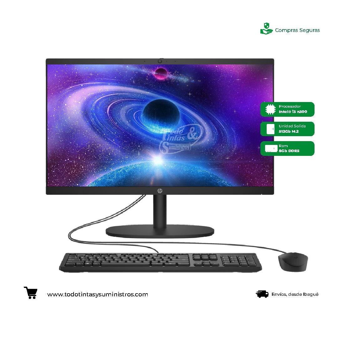 Todo en uno HP 22-DG0010LA 21.5" Intel I3 Ram 8GB Unidad solida 512Gb + Soporte de monitor tipo Clip